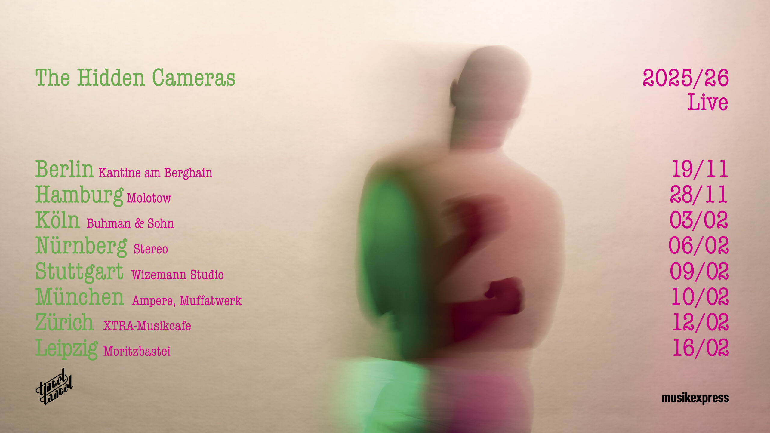 THE HIDDEN CAMERAS_TingelTangel_25_26_DE_update_Zürich_banner
